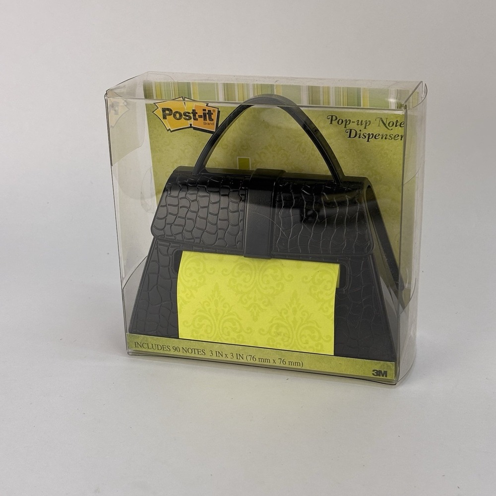 Post-it Pop-Up Note Dispenser BLACK Purse Pocketbook Handbag for 3" x 3" pads